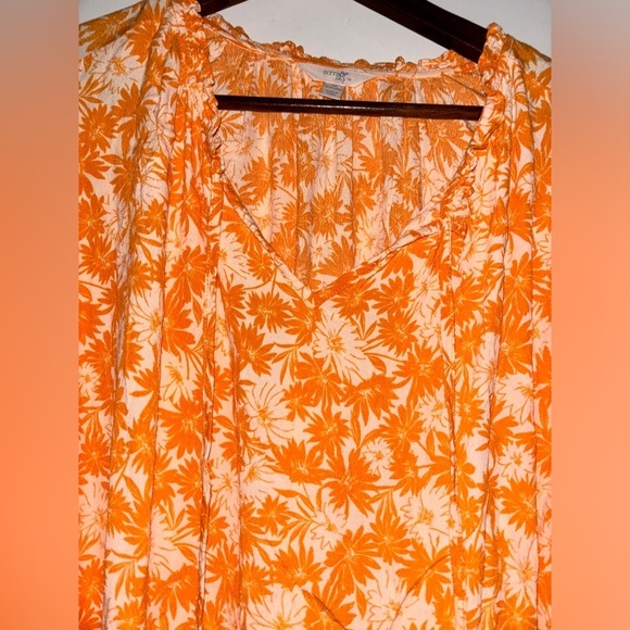 Terra & Sky Women’s Plus Size Puff Sleeve Peasant Top Soft & Feminine Relax Fit - Picture 4 of 8